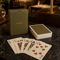 Cartes de jeu promotionnelles personnalisées pour programme de fidélité de restaurant, jeu de cartes en papier couché lisse 310 g/m² avec boîte à rabat en feuille de cuivre pour la fidélisation des clients
