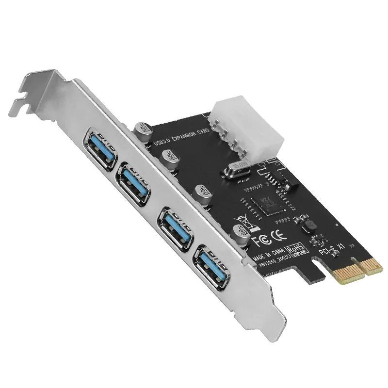 Pcie X1 To 4 External Port Usb 3.0 Ports With 4 Pin Power Express Expansion Card