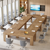 Table de conférence rectangulaire étroite et longue Tribesigns de 78,74 pouces pour 6 à 12 personnes, mobilier de bureau pour salle de réunion, bureau de direction 4 pièces