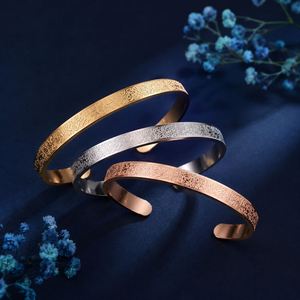 Bracelet manchette style arabe en acier inoxydable sculpté, plaqué argent/or, bijoux de fête tendance, succès commercial explosif - Product Image 5