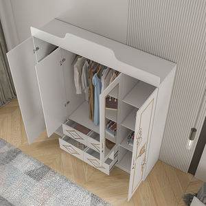 <span class=keywords><strong>Armadio</strong></span> Bianco per Camera da Letto a <span class=keywords><strong>Quattro</strong></span> <span class=keywords><strong>Ante</strong></span> <span class=keywords><strong>con</strong></span> <span class=keywords><strong>Specchio</strong></span>, Guardaroba in Legno di Alta Qualità di Grandi Dimensioni - Product Image 6