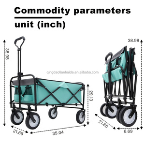 Chariot pliable robuste de 360 lb avec 3 sacs de rangement et système d'arrimage, véhicule multifonctionnel pour le camping en extérieur - Product Image 3