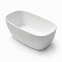 Baignoire autoportante moderne en surface solide blanche pour salles de bain d'appartements, baignoire en pierre artificielle