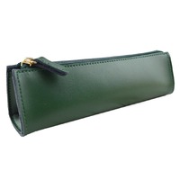 Étui à crayons cylindrique en cuir PU de couleur unie minimaliste, fermeture éclair imperméable, pochette à stylos portable, papeterie pour étudiants et professionnels
