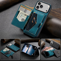 Sarung ponsel kulit, untuk iPhone 17 Pro Max pak kartu untuk iPhone 16 15 14 pelindung telepon bisnis dompet