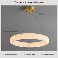 Lustres et suspensions de plafond ronds de luxe en albâtre naturel pour salon, luminaires suspendus modernes