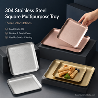 Platos Cuadrados y Rectangulares para Servir, Resistentes al Óxido, para Catering, Restaurantes, Presentación de Alimentos, Juego de Platos Versátiles para Cocina Comercial