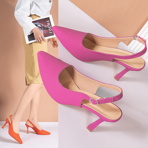 Nouvelles chaussures d'été pour femmes en PU respirant, coupe basse, talon haut, bout rond, sexy, tailles 2-21 - Product Image 3