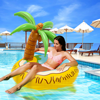 Aufblasbare Palmen-Pool-Luftmatratze: Hawaiianisches, tropisches, lustiges Sitzdesign, Kokosnuss-Pool-Floß, Schwimmring aus PVC für Erwachsene, Sommer-Strandparty