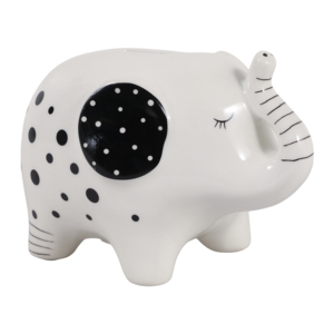 Salvadanaio a forma di elefante in gres, scultura decorativa per casa, ufficio, camera, mensola - Product Image 2