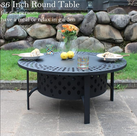 Table de foyer extérieur en métal personnalisable, foyer rond multifonctionnel pour barbecue