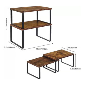 Wooden Storage Rack 11.8x7.7in 2-Tier <b>Desktop</b> <b>Organizer</b> <b>For</b> Kitchen Office Home Use - Product Image 1