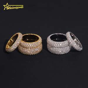 완전히 아이스 아웃 3 ~ <span class=keywords><strong>5</strong></span> 행 Moissanite 반지 남자 여자 힙합 보석 사용자 정의 Moissanite 반지 약혼 결혼식 매일 착용 - Product Image 4