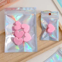 Sacs mini-zippés personnalisés en gros avec logo, pochettes givrées réutilisables en plastique CPP, emballage holographique recyclable