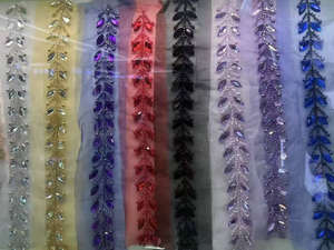 Ricamo a macchina di alta qualità con perline in <span class=keywords><strong>Tulle</strong></span> rifilatura in <span class=keywords><strong>oro</strong></span> perline e paillettes con fiori di pizzo per abiti - Product Image 5