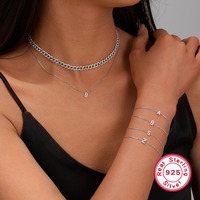 Dropshipping - Bijoux minimalistes de luxe en argent sterling 925 - 26 lettres de l'alphabet - Zircon - Chaîne fine - Bracelets pour hommes et femmes