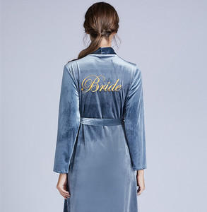 Logo personalizzato abito per la sposa <span class=keywords><strong>e</strong></span> damigella d'onore del partito delle donne kimono morbido velluto <span class=keywords><strong>camicia</strong></span> <span class=keywords><strong>da</strong></span> <span class=keywords><strong>notte</strong></span> - Product Image 5