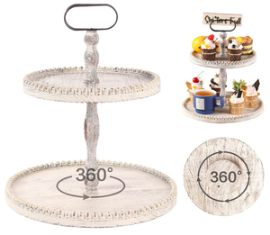 <span class=keywords><strong>Étagère</strong></span> <span class=keywords><strong>à</strong></span> <span class=keywords><strong>épices</strong></span> vintage <span class=keywords><strong>à</strong></span> deux niveaux, de type debout, <span class=keywords><strong>en</strong></span> bois, avec plateau rond de service - Product Image 4