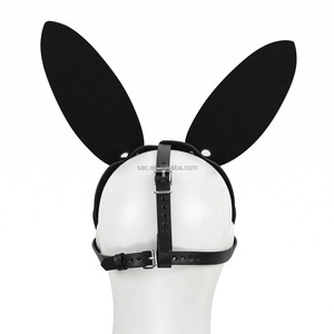 SacKnove 51039 New Sexy Bunny Cosplay Demon Blindfold Alternative Flirting Toy Rabbit Ears Leather Bondage Headgear - Product Image 5