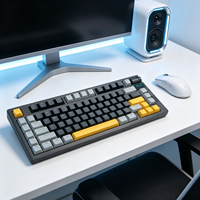 Clavier mécanique de jeu Keywin BK7501 personnalisé, tri-mode, 75 %, RGB, avec joint, OEM, hotswap, avec bouton rotatif