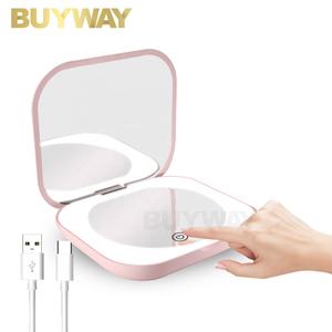 Logo personalizzato portatile piccolo ricaricabile da viaggio compatto a LED specchietto per il trucco portatile <span class=keywords><strong>Mini</strong></span> pieghevole cosmetico con luci a LED - Product Image 1