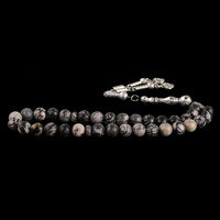 YS314 Masbaha de Alta Calidad, Regalo de Ramadán y Eid, Tasbih Islámico de Piedra Negra de 10 mm para Musulmanes