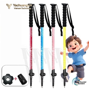 Bâton de randonnée télescopique Yachuangxin 100 cm en alliage d'aluminium bleu, léger et portable, avec poignée antidérapante - Product Image 5