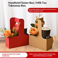 Kotak Kemasan Kertas Kraft Berkualitas Tinggi untuk Susunan Buket Bunga, Hadiah & Kerajinan, Portabel, untuk Kopi, Susu, Teh