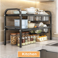 Organisateur sous évier à 2 niveaux extensible, étagère de rangement sous évier avec panneaux et paniers amovibles