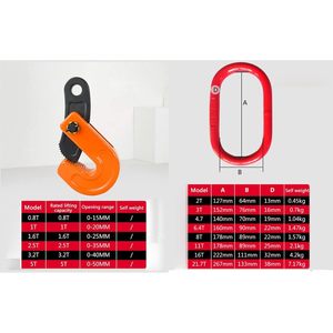 Pince de levage horizontale 1,6T / 3527 lbs avec 4 pinces, élévateur de fûts robuste, chaîne en acier au manganèse haute résistance - Product Image 6