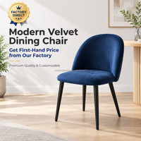 Chaise de salle à manger moderne rembourrée bleu marine, dossier incurvé, assise souple, pieds coniques noirs pour la maison, le restaurant, l'hôtel
