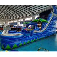 Château gonflable commercial en PVC pour enfants avec piscine, toboggan aquatique tropical, pour jardin, extérieur, intérieur, école et maison