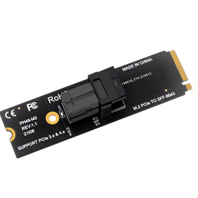 M.2 NVMe to U.2 Adapter Card with Mini SAS Connectors SFF-8643/8639 Conversions PCIe SSD Made in China in Stock