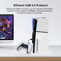 Honcam 5 ports USB supplémentaires Hub Slim Console 3 USB-A 2 USB-C Extender Accessoires pour Playstation 5 Slim