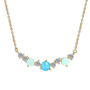 New Bohemia Style Blue Opal Charm Necklace for Women Fashion Brass Gold Plated Jewelry Link <b>Chain</b> Claw Setting Inlay Anniversary - Product Image 3