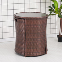 Ensemble de table de bistrot en rotin contemporain et durable pour patio, 3 pièces, 2 chaises de salle à manger, table en verre, résistant aux intempéries, pour l'extérieur