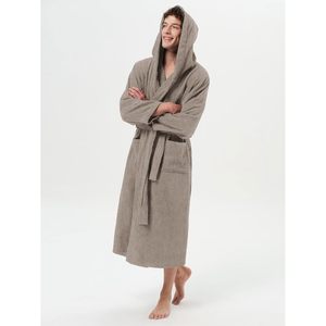 Peignoir à capuche en tissu éponge pour homme, long, en coton doux et moelleux, pour spa et douche, grandes tailles - Product Image 2