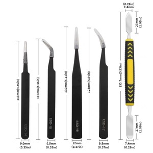 Mengyue Hardware Stainless Steel Tweezers Set 10 Pc Industrial Grade Electronics Manufacturing Tools ESD Safe Pointed Curved - Product Image 3