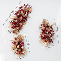Décor floral rectangulaire personnalisable en soie dorée bordeaux de luxe pour arche de mariage, location événementielle et vitrine de magasin