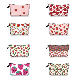 Bolsa de Maquillaje de Viaje Personalizada con Diseño de Fresa, Bolsa de PU para Cosméticos con Logotipo, Bolsa de PVC con Cierre, Bolsa Impermeable para Lápices - Product Image 3