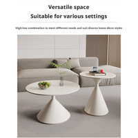Table basse ronde moderne en pierre frittée, portable, décorative, minimaliste, créative, blanche, pour petit salon ou maison