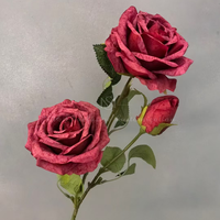3 feuilles de tête Champagne Fendra Rose Bouquet de fleurs artificielles Décoration de mariage Arrangement floral