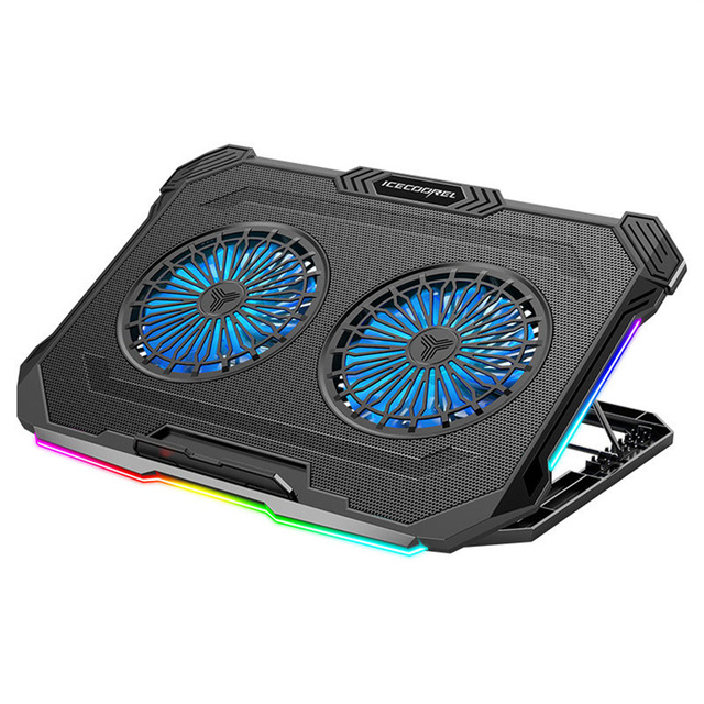 Wholesale 2 Big Fans Laptop Cooling Pad Adjustable Wind Speed Gaming Notebook Cooler Stand with 7 RGB Modes