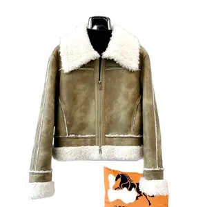 레이디 걸 양 깎기 따뜻한 오토바이 코트 여성 소녀 양고기 양모 모피 캐주얼 두꺼운 재킷 폴리에스터 겨울 외투 JT3380