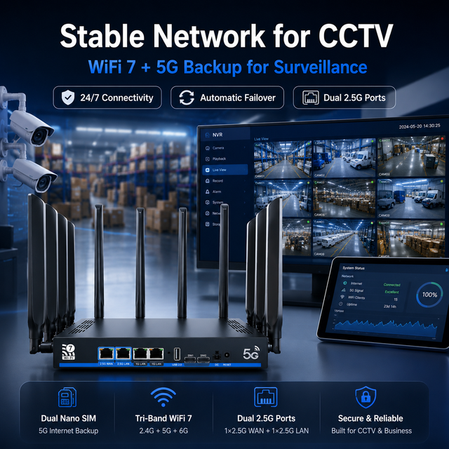 Factory OEM ODM WiFi7 Dual Band Router 4 LAN Ports 5GHz Firewall VPN WEP Secure Enterprise Network Solution