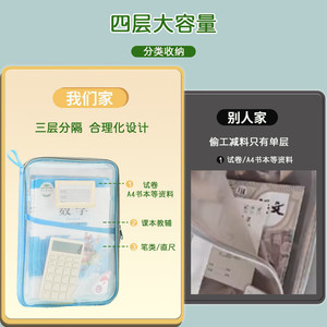 Bolsa de malla para almacenamiento de papeles de examen, gran capacidad, con asa, para organizar libros y artículos de papelería - Product Image 4