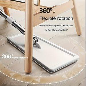 Serpillère en microfibre avec seau, essorage mains libres, tête de serpillère réutilisable, composants en plastique, auto-essorage pour sols en carrelage et en bois à la maison - Product Image 2