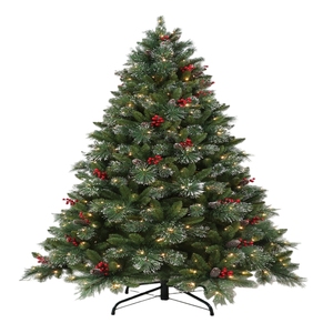 Bán buôn tùy chỉnh đổ xô thông nón và quả mọng màu Đỏ Nhân Tạo Xmas vân sam cây cho trang trí nội thất - Product Image 1