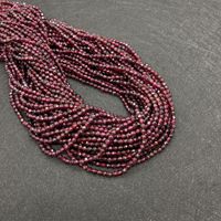 Usine en gros 2mm 3mm boule ronde pierre précieuse rouge à facettes rubis perles brin minuscules perles de grenat pour la fabrication de bijoux bracelet à bricoler soi-même