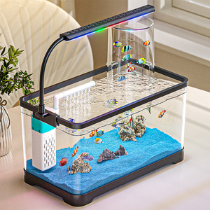 Aquarium de bureau à pression négative ultra-transparent pour poissons rouges, avec filtre 4-en-1, vente en gros - Product Image 6
